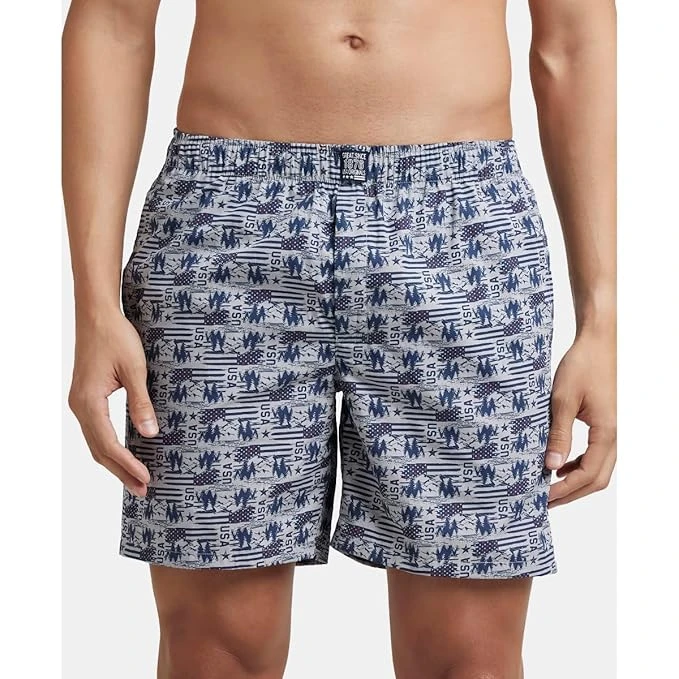 Jockey US57 Men's Super Combed Mercerized Cotton Woven Printed Boxer Shorts with